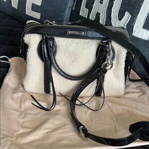 Rebecca Minkoff Black and Cream Fur Satchel